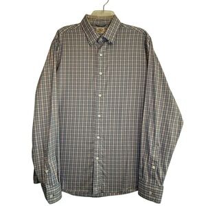 Faherty Brand Blue Pink Plaid Shirt Men’s Large Collared Button Up